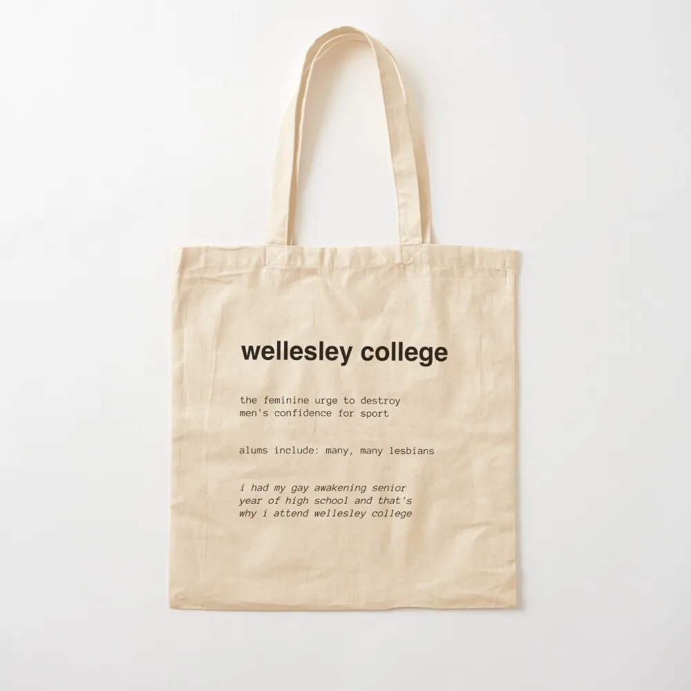 Wellesley College Definition Tote Bag tote men bags aesthetic canvas Canvas