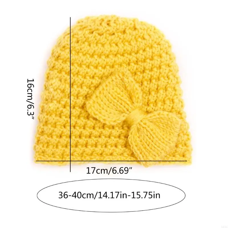 N80C Cappello da lavoro a maglia per bambini Cappello da cofano caldo Copricapo con fiocco per avventure all aperta