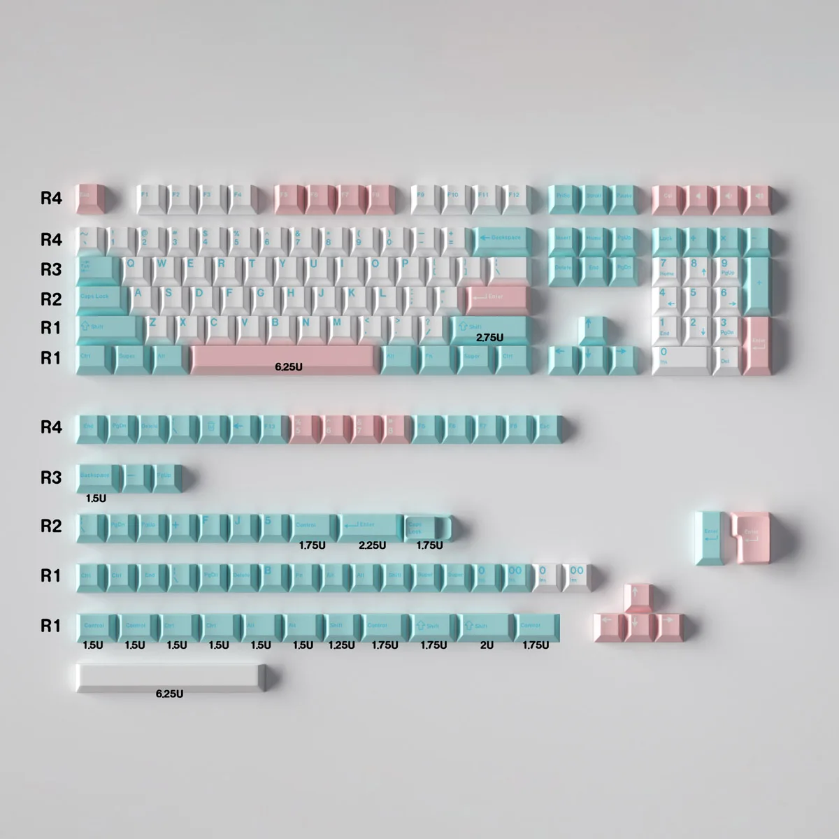 171 Keys Cyan White Keycaps for Mechanical Keyboard PBT Double Shot Cherry Height GK61 Anne Pro 2 Varmilo Game PC