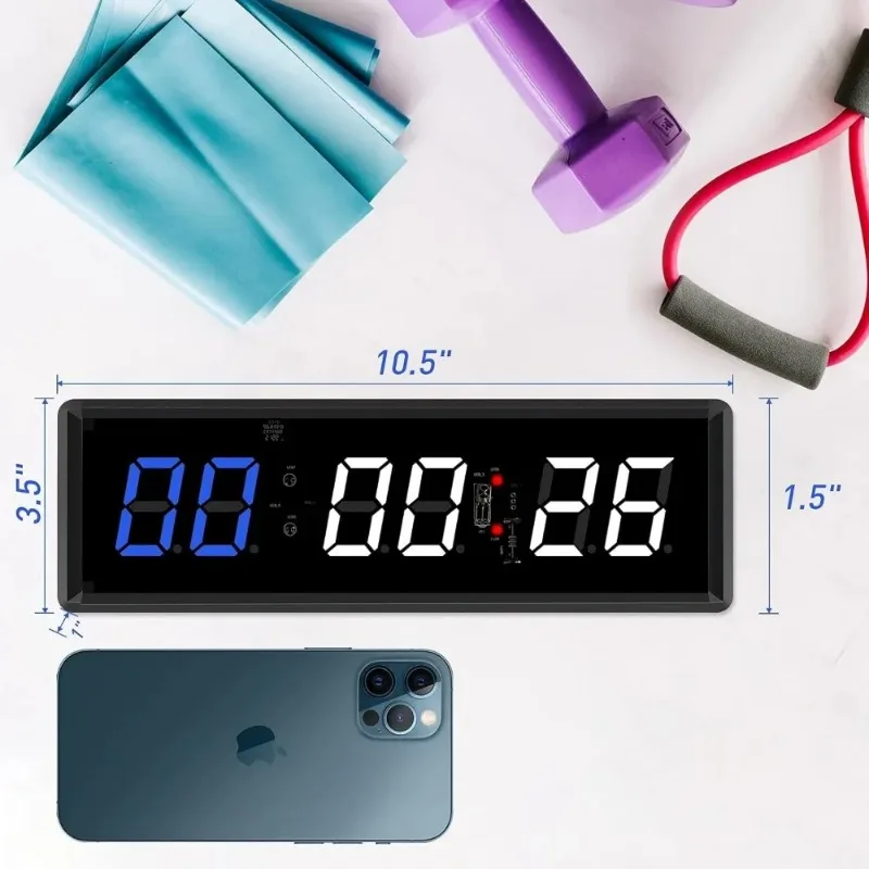 1PCS Fitness Training Gym Timer, Interval Timer Clock Digits LED Down/Up Clock Stopwatch with Remote Control MMA High Quality