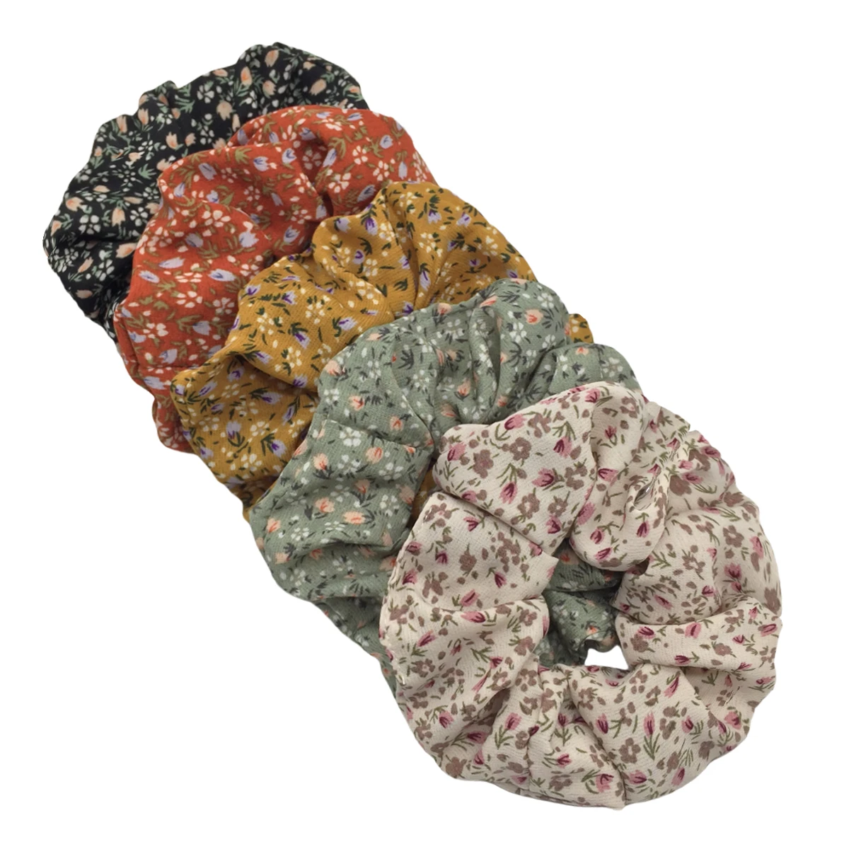 6/5/4PCS/set Sweet Cute Print Floral Scrunchies For Women Stretch Hair Accessories Elastic Rubber Band Rope Headwear