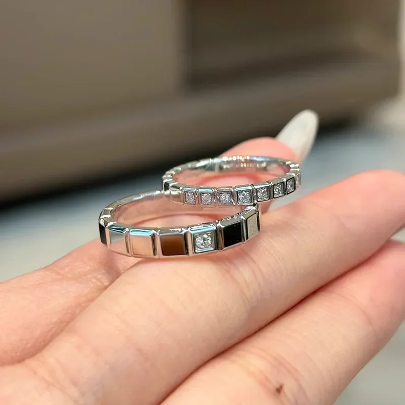 925 Sterling Silver Ice Cube Style Pave AAA Zirconia Lovers Ring For Women And Men Fine Jewelry Custom Size