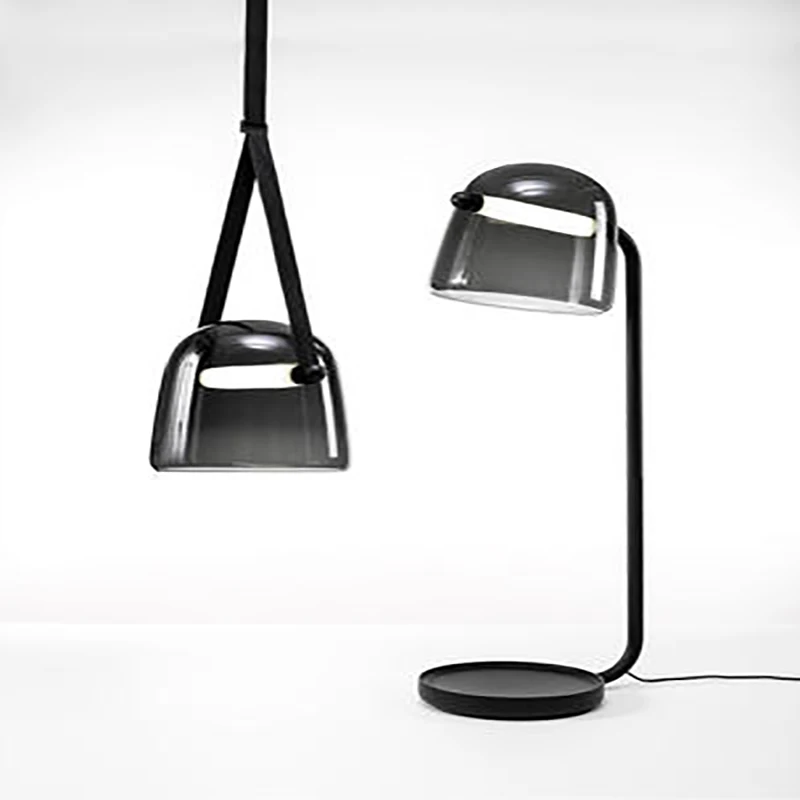 luminaria pendente de vidro esfumacado lampada suspensa com alca de couro led moderna para decoracao de cozinha sala de estar 01