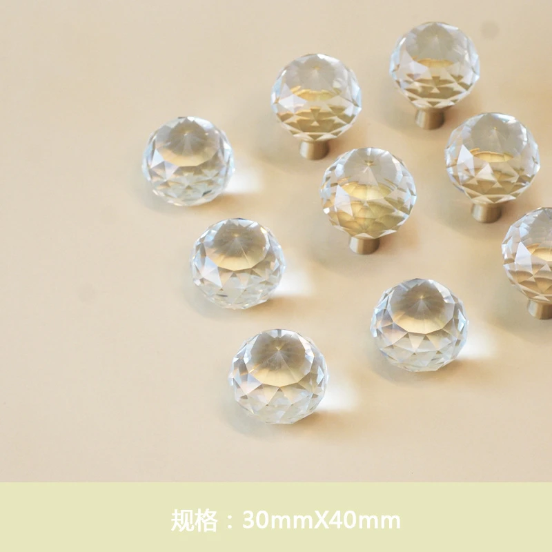 Light Luxury Crystal Ball + Brass Knobs Cabinet Door Handle Dresser Drawer Pulls Home Kitchen Furniture Hardware Glass Knobs