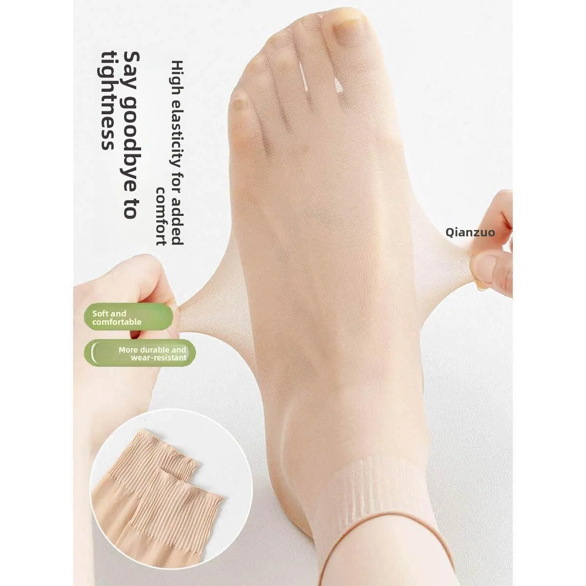 Women's Thin Short Stockings Anti-Catch Thread Large Size Loose Fit Special Purpose Socks for Pregnant Elderly Swollen Feet