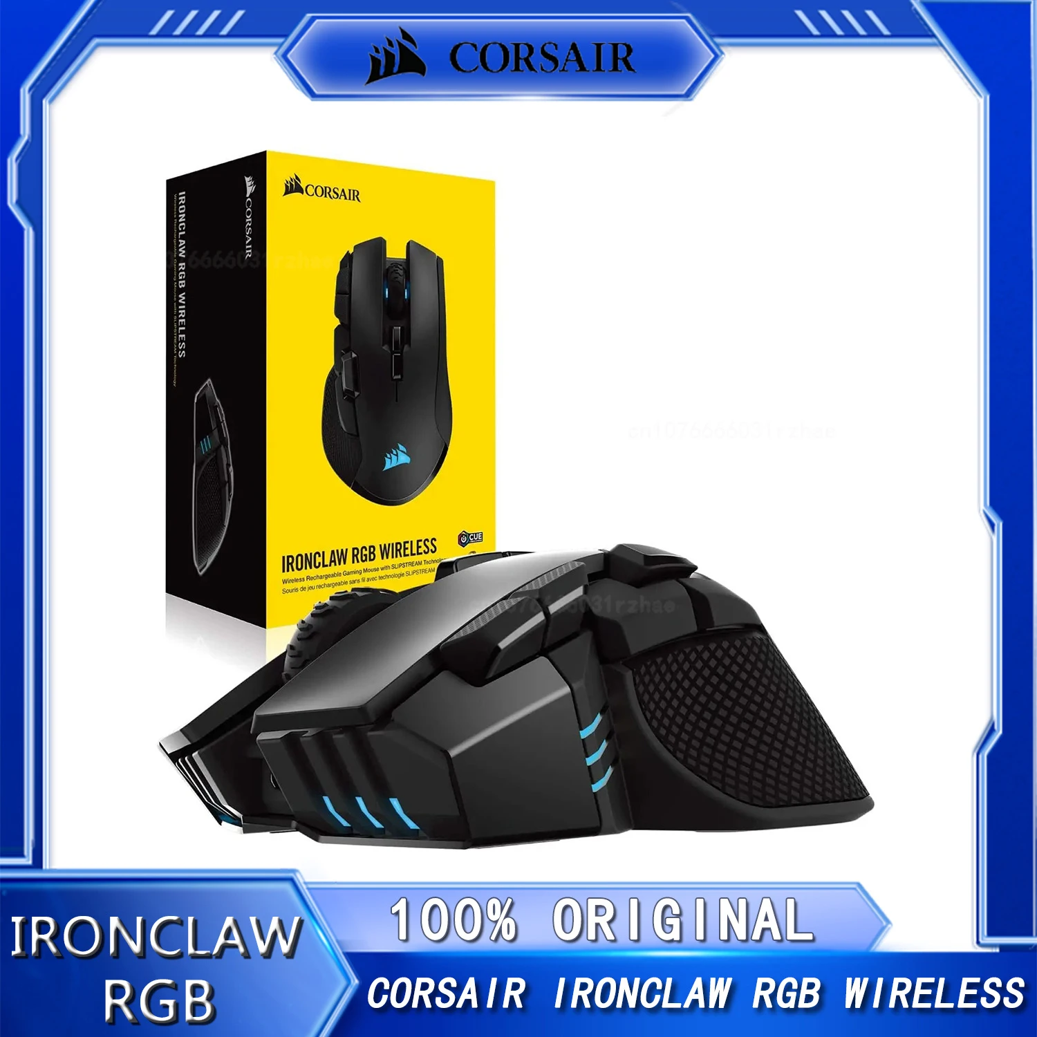 Corsair Ironclaw Wireless RGB - FPS and MOBA Gaming Mouse - 18,000 DPI Optical Sensor - Sub-1 ms SLIPSTREAM Wireless