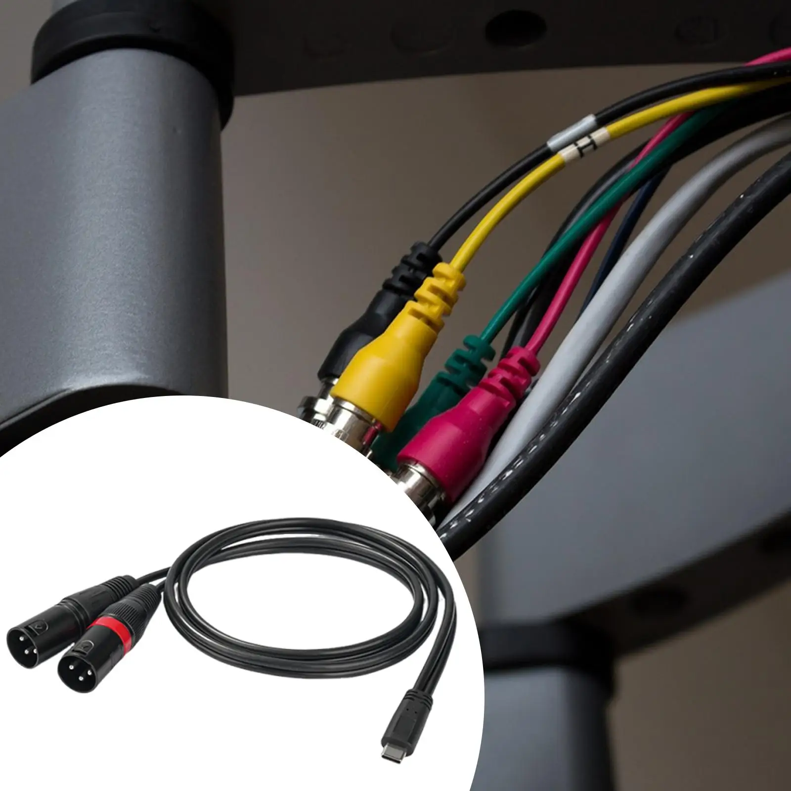 Type C to 2 XLR Male Cable Sturdy 1M/3.3ft,Portable Lightweight for Connecting Mobile Phone Stereo Power Amplifier Cable