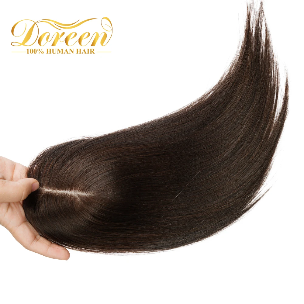 

Doreen 10" 30cm 7*10 8*12 9*14 cm Silk Base Volume Topper Hair 100% Remy Virgin Human Hair Topper for Thin Hair Natural Color