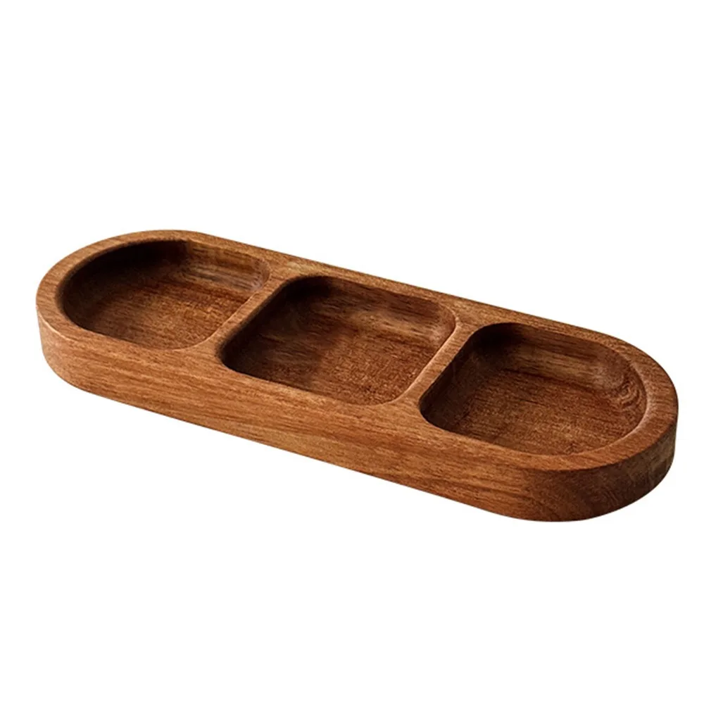 

Brown Jewellery Display Trays Round Oval Wood Display Plate Perfume Organizier Desktop Ornament Wood Pedestal Stand Tabletop