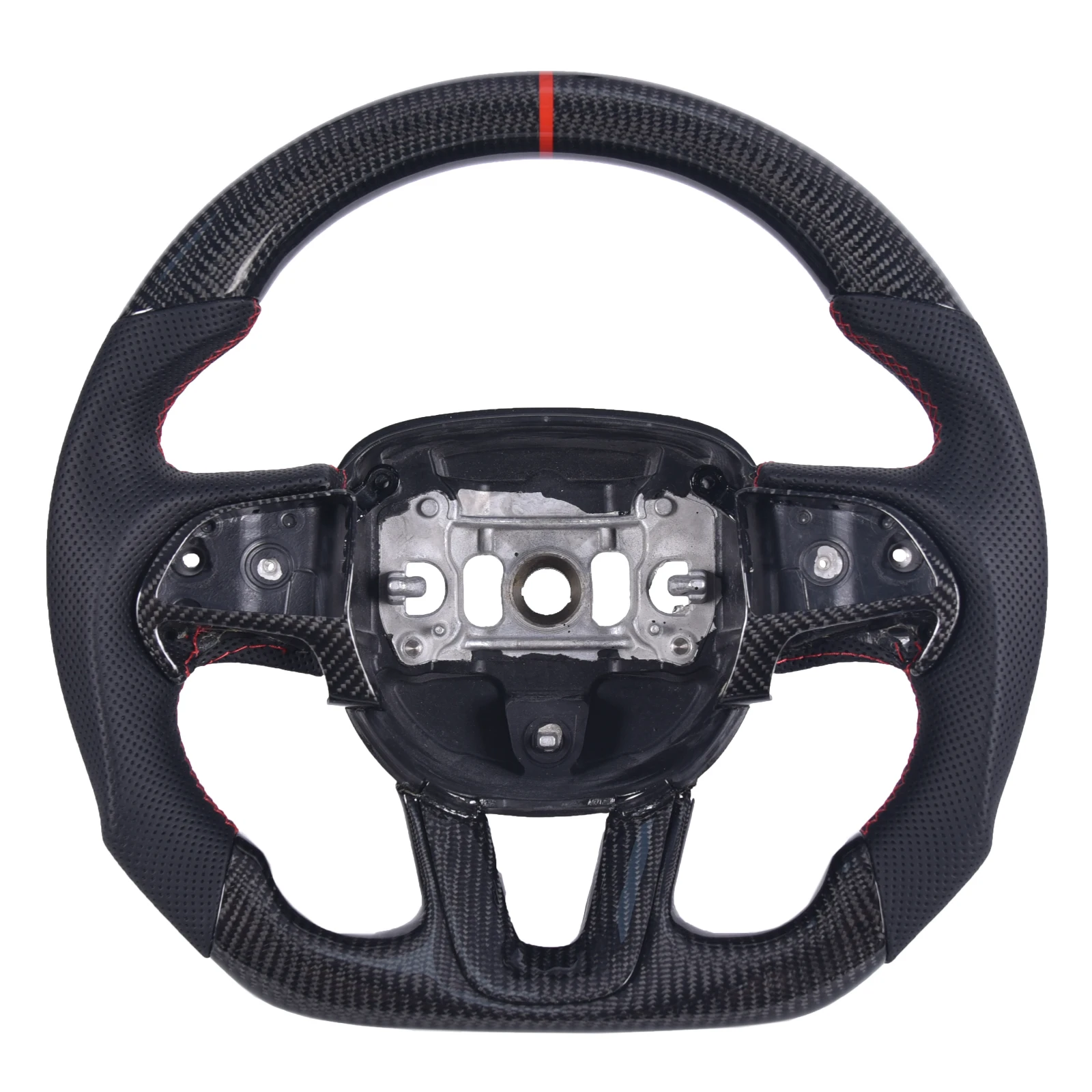 Carbon Fiber Steering Wheel Perforated Leather Fit for Dodge Challenger/Charger SRT HELLCAT