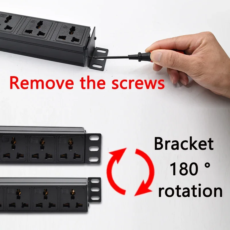 PDU power strip Rack Wall Mount household office socket 2/3/4/5/6/7/8/9/10 Ways Universal Outlets adapter LED 2m Cord