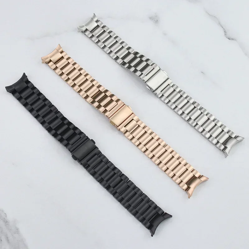 Cinturino in metallo per Samsung Galaxy Watch Band 5 Pro 45mm watch 456 40mm 44mm 4 Classic 42mm 46mm bracciale in acciaio inossidabile con estremità curva