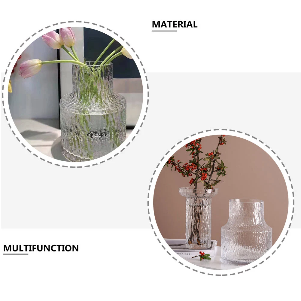 

Wave Striped Glass Vase 1 Piece Decorative Flower Container for Home Office Desk Decor Modern Compact Design Hydroponic Plant