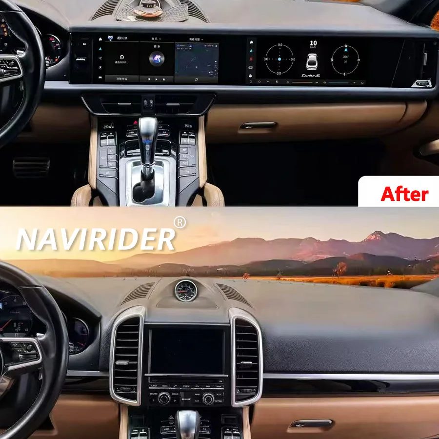 

12,3-дюймовый двойной экран Android15 Carplay для Porsche Cayenne 2010-2017, обновленный GPS, 2025, автомобильный радиоприемник, интерактивный медиа-видеоплеер