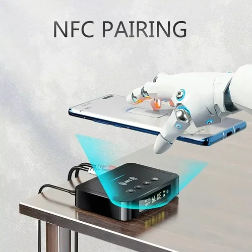 Imagen 2 del producto Transmisor receptor NFC Bluetooth 6,0 FM estéreo AUX 3,5mm Jack RCA adaptador de Audio inalámbrico manos libres óptico para TV altavoz de coche