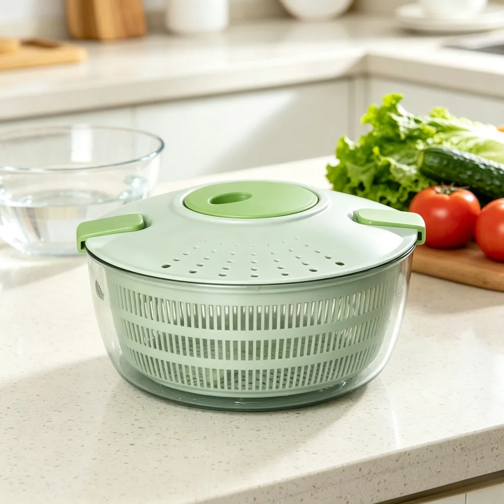 Salad Spinner Vegetable Dryer Lettuce Washer Multi Functional Fruit Vegetable Washing Strainer Kitchen Drying Basket with Handle