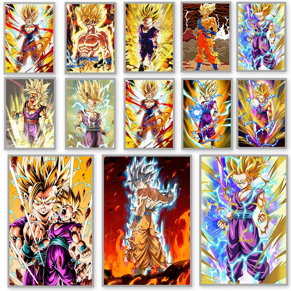 Anime Nhật Bản Ngoại Vi Rồng Bóng Áp Phích Phim Hoạt Hình Nhân Vật Goku Vegeta Tường Tranh Canvas Nghệ Hiện Đại Bức Tranh Tường Phòng Trang Trí Phòng Ngủ