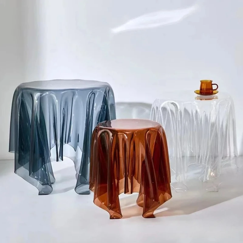 Tablecloth Coffee Table Creative Modern Transparent Magic Acrylic Living Room Home Round Side Table with Strong Artistic Sense