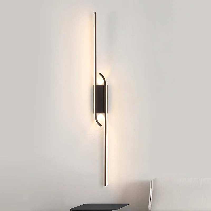 Minimalist Long Bedroom Bedside Led Indoor Wall Lamps Modern Atmosphere Nordic Home Living Room Grille TV Sofa Background Lamp