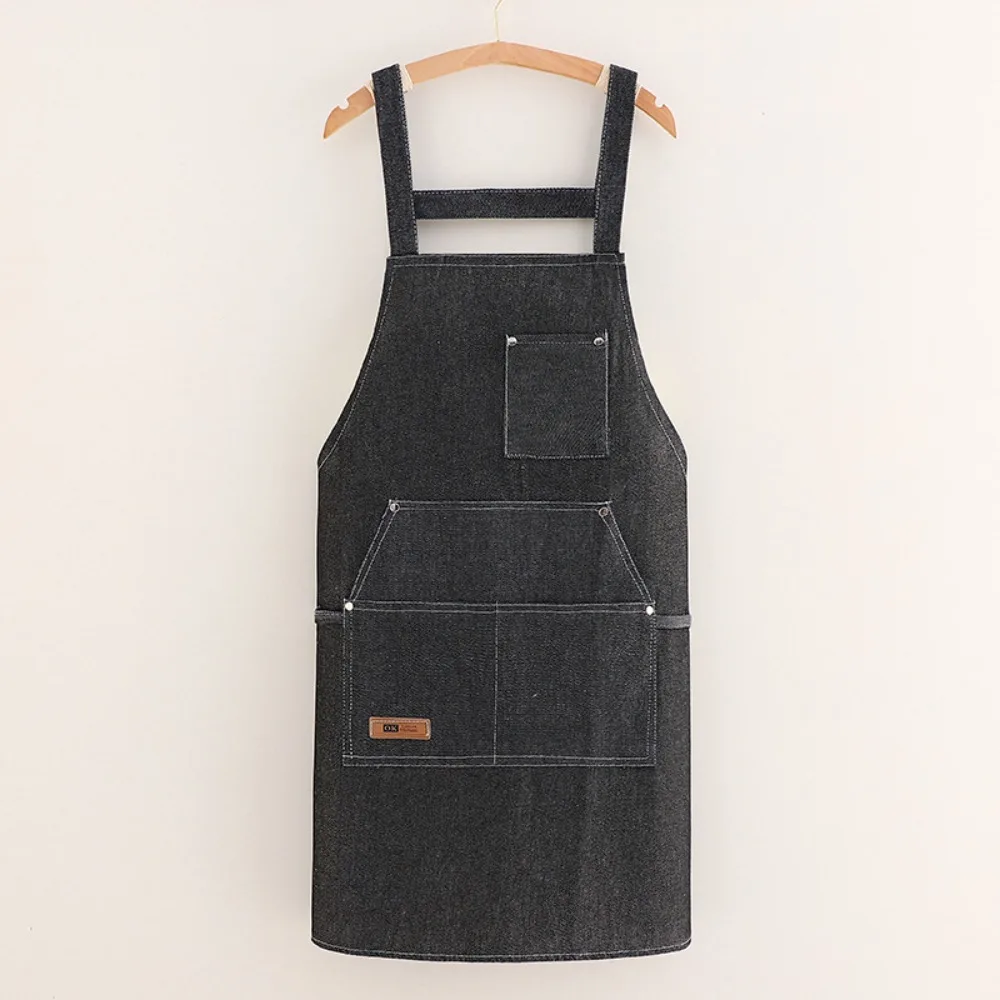 

New Thicken Kitchen Aprons Canvas Multi-pocket Chef Work Apron Breathable Durable Barista Apron Gardening