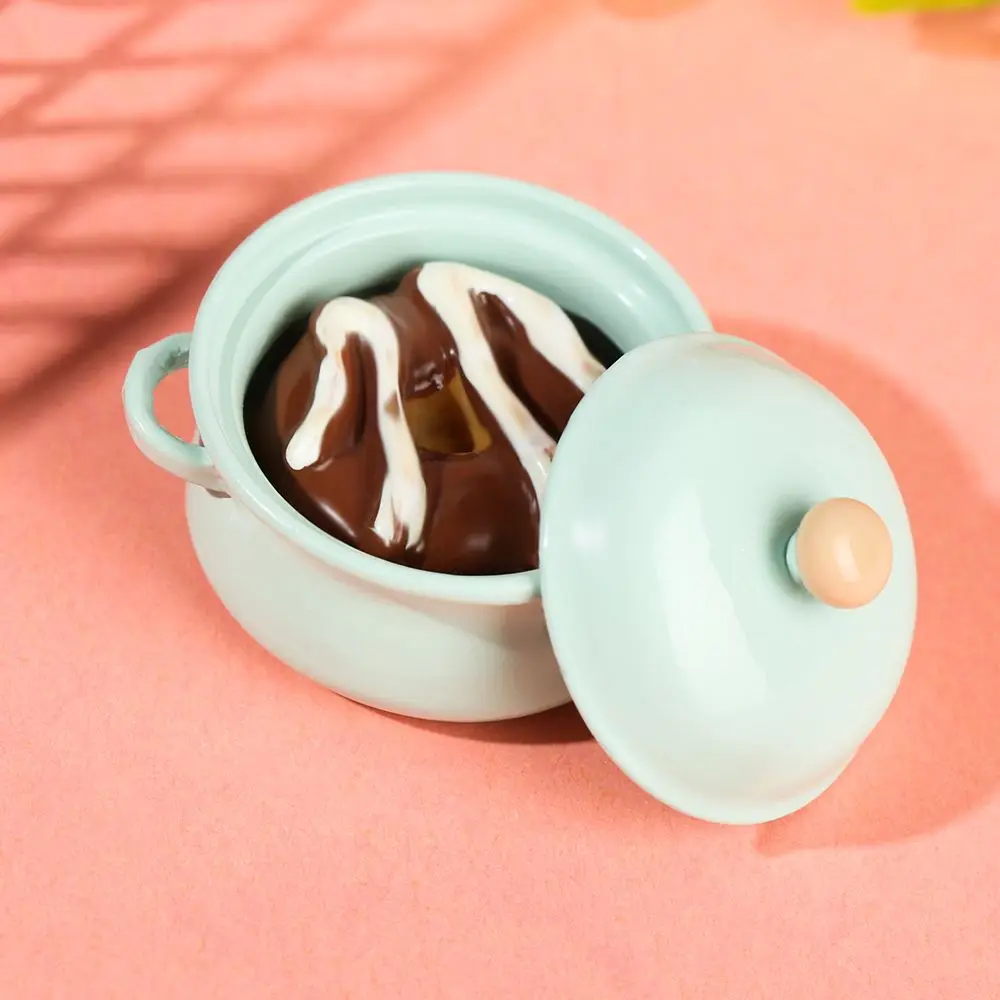 1/12 Schaal Keuken Koken Speelgoed Simulatie Model Poppenhuis Accessoires Mini Kookgerei Miniatuur Soeppan Met Pot Cover