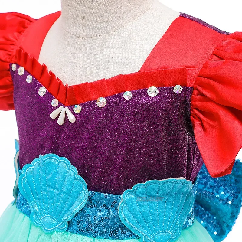 Sirena Ariel Principessa Ragazza Abito Costumi Cosplay per Bambini Festa Neonata Sirena Vestire Set Bambini Abbigliamento Halloween