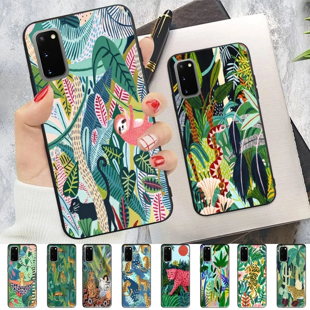 

Tropical Jungle Print Leopard Phone Case For Samsung S 9 10 20 21 22 23 30 23 24 plus lite Ultra FE S10lite Fundas