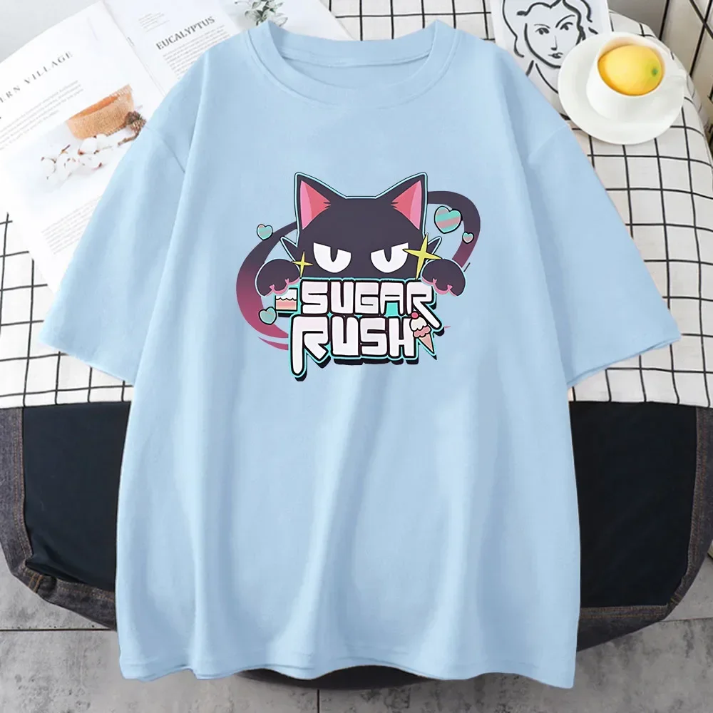تي شيرت Sugar Rush Blue Archive تي شيرت Game Anime Cartoon Graphic تي شيرت قصير الأكمام من القطن مريح مطبوع عليه تي شيرت صيفي #4
