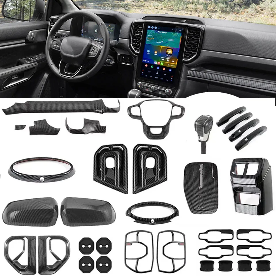 

Carbon Fiber ABS Panel Decorative Cover Trim Compatible Fit for Ford Ranger 2024 2025 2026 Control Overlays Cover Trim