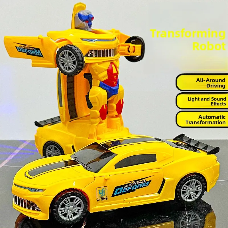教育用電動変形ロボットカーおもちゃ-男の子向け-3-6歳-子供用ギフト-楽しいイルミネーション玩具