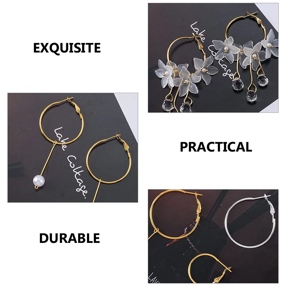 96 Pcs Earring Hoop Making Supplies Hoops Round Findings Earrings Beading Bezel Charm Pendant Jewelry