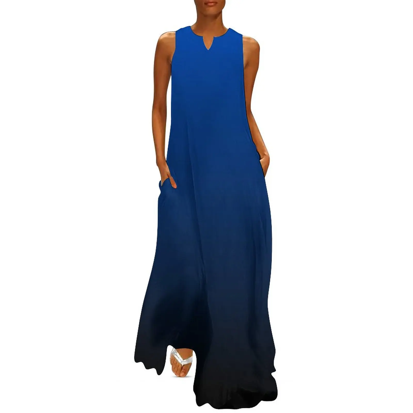 Blue to Black Ombre Gradient Long Dress summer dress daily dress korean style elegant dresses for women Woman clothes