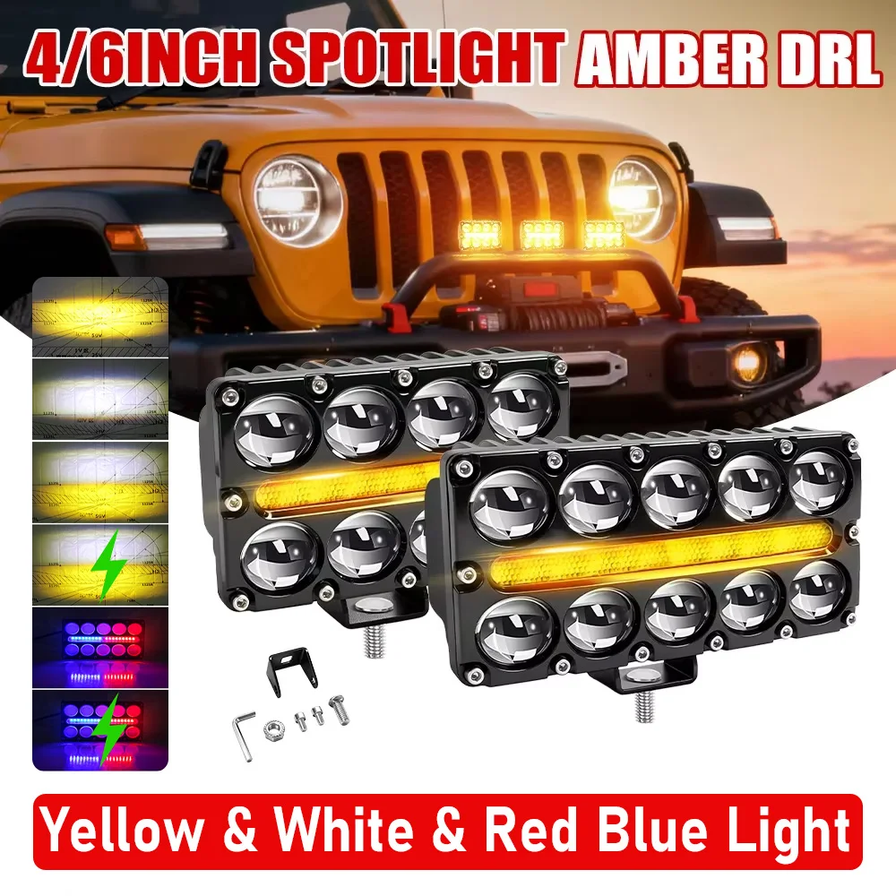 COSVIBE 8/10 Lens Auxiliary Motorcycle Led Working Fog Lights Projector Headlight Strobe Flashing Amber DRL 12V 24V Off-Road Use