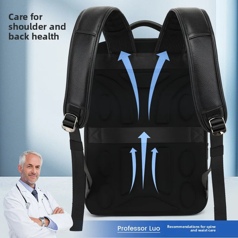 Genuine Leather Men's Bapa Large Capaci Double oulder Bag Top Layer Cowhide Cuter Bag Busin Bookbag