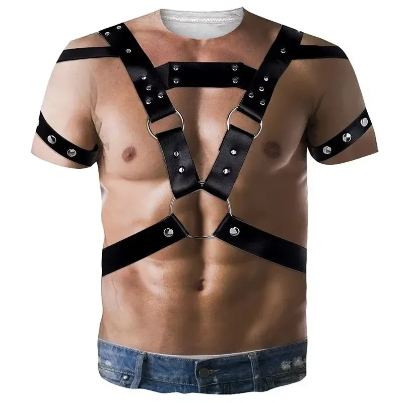 Funny Muscle Body 3D Printed T Shirt Men Designer Streetwear Short Sleeve Top Tees Ugly Chest Hair Graphic Tee Clothing 2026