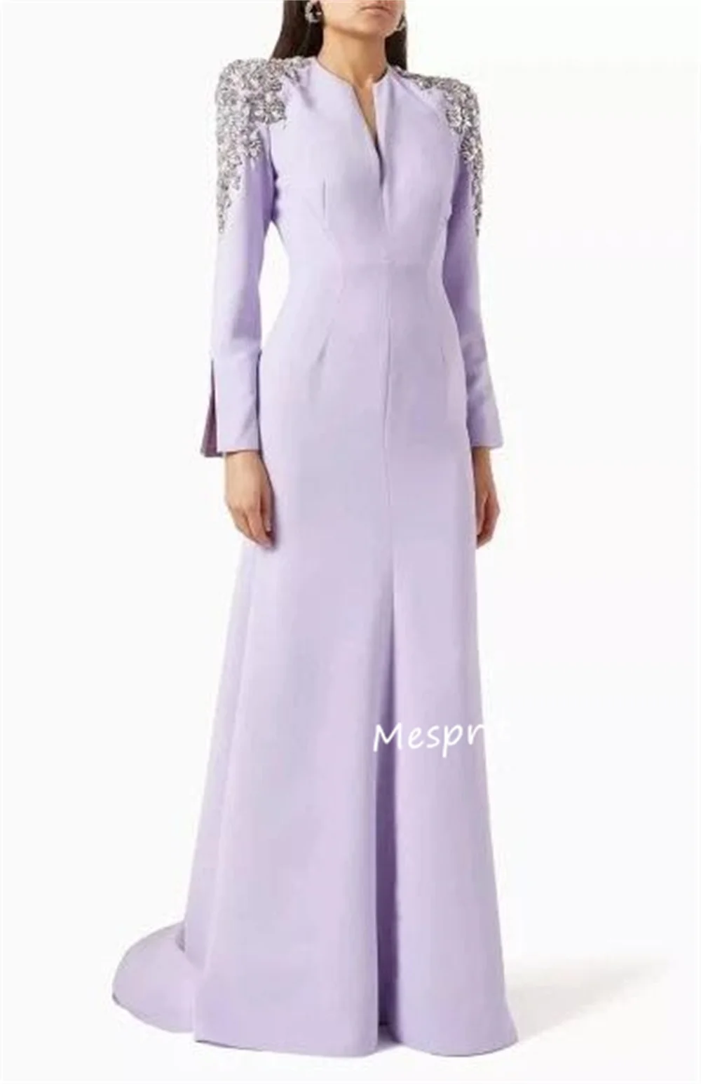 Customized Sexy Jersey Pleat Rhinestone Trumpet V-neck Long Dresses Bespoke Occasion Dresses High Quality Chinese Style
