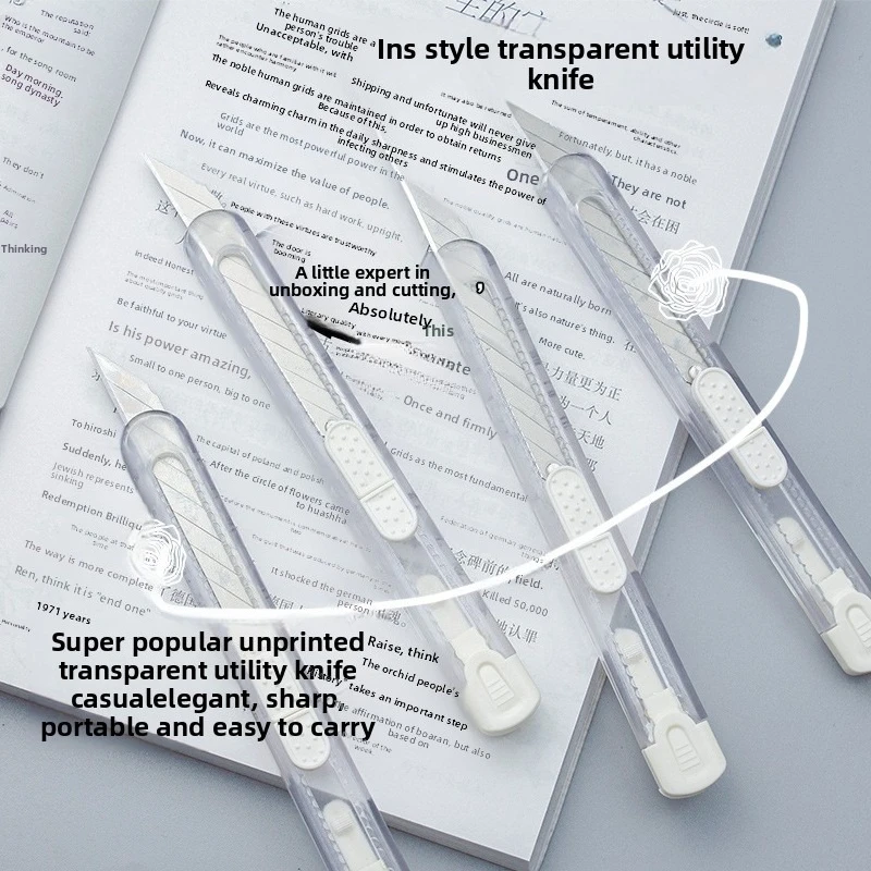 Ins Windless Transparent Small Art Knife Portable Paper Cutting Knife Simple Disassembly Express Student Art Sharpener