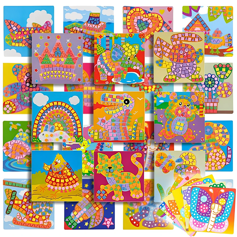 

6/12 шт. мозаичные мультяшные наклейки, самоклеящиеся наклейки ручной работы с граффити, ежедневные наклейки ручной работы для сравнения