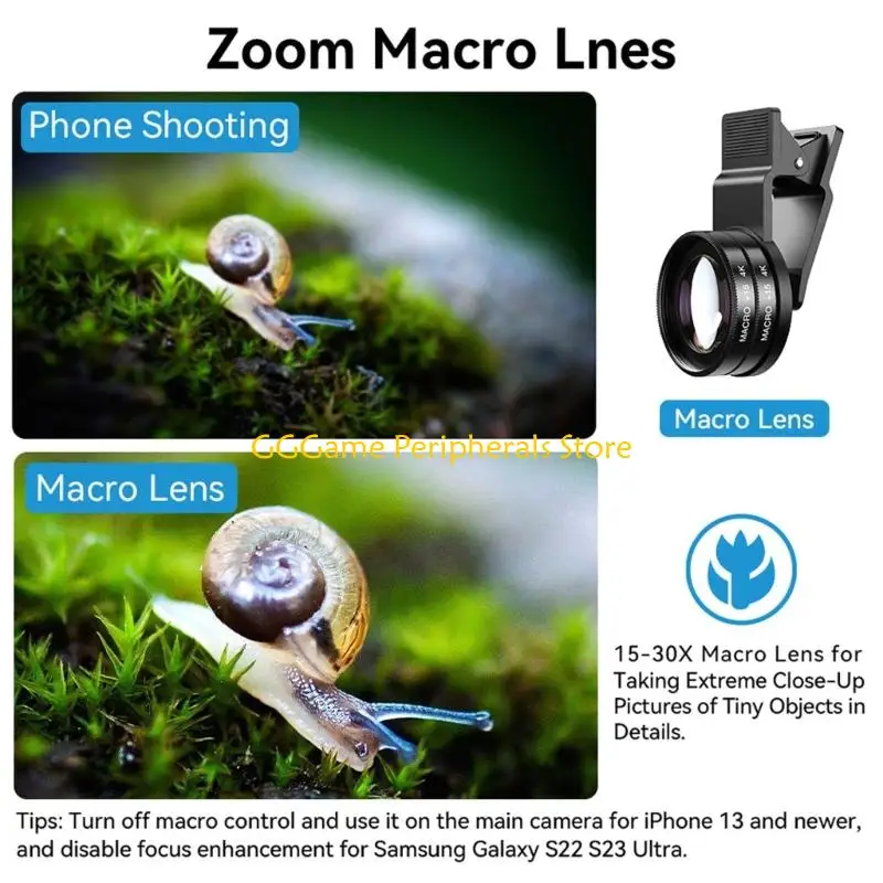 U55B Universal Double Overall Lens 30X Magnification High Clear Visual Glass Portable Clip On Design Suitable For Smartphones