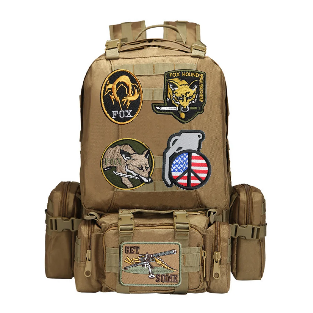 Embroidered Alloy Gear Fox Badge Tactical Honey Badger Back Team Helmet with Backpack Hook Loop Patches for Clothing