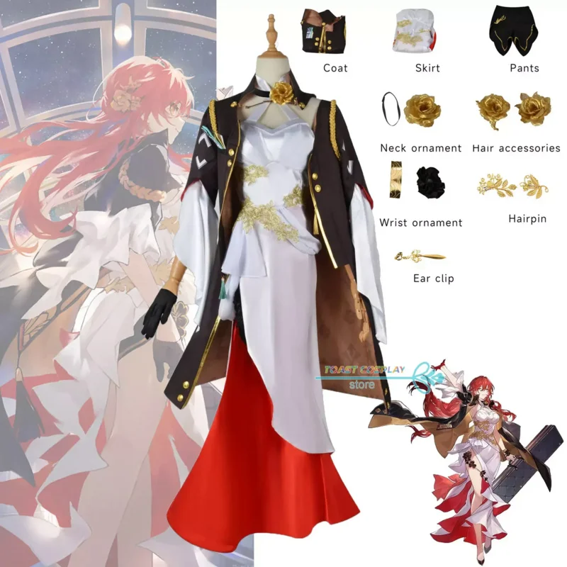 Himeko Cosplay Game Honkai Star Rail Himeko Cosplay Costume vestito parrucca Halloween Party Costume donne Anime gioco di ruolo