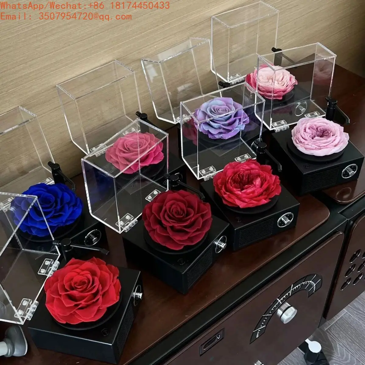 

Eternal Preserved Flower Phonograph Qixi Valentine's Day Gift For Girlfriend Bluetooth Speaker Camellia Rose Music Box