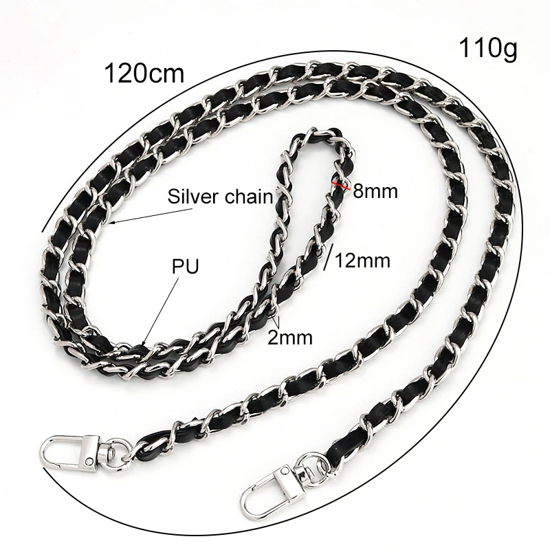 5/10pcs Metal Chain Shoulder Strap Detachable PU Leather Shoulder Bag Strap 120cm Long Belts for Handbag Strap Bag Accessories