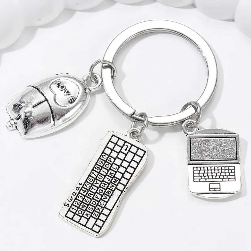 Classic Alloy Computer Keyboard Backpack Silver Color Keychain Good Friendship Gift For Friend Programmer Handmade Jewelry