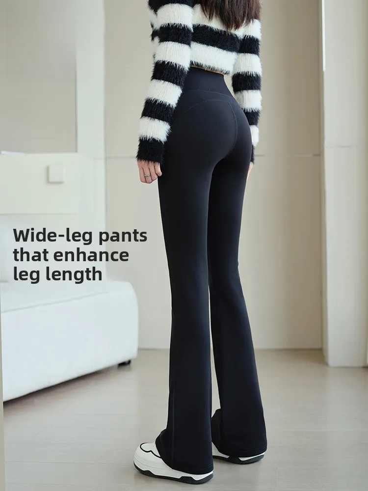 

High-Waisted Yoga Pants Women's Autumn Winter Thiened Fce arkskin Bell Bot Fitn Gymming Tummy Control Butt Lifting