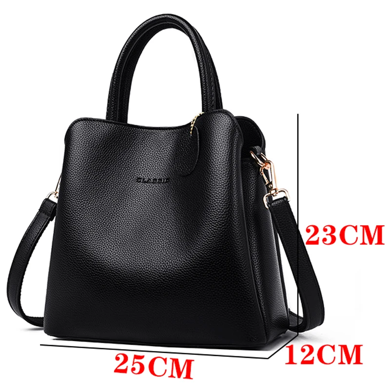 Travel Solid Casual Tote Bag Female Leather Shoulder Bags Fashion Bucket Women Leather Handbags High Quality Top Handle Bags Sac