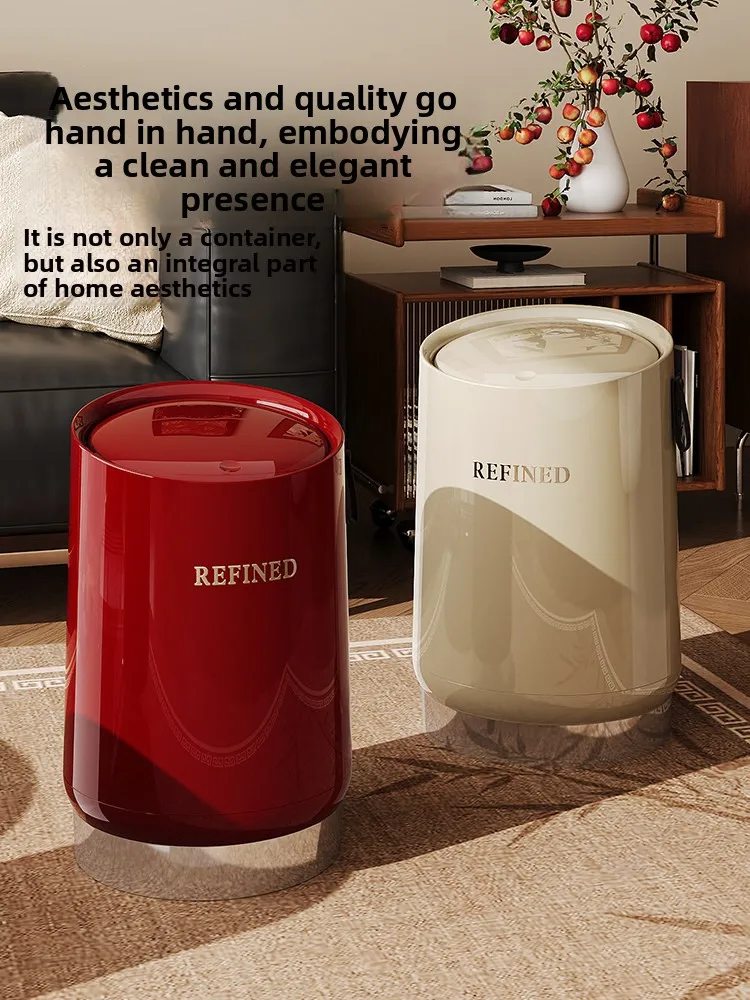 

Large Capaci Tra Can 30L Home Use Bedroom Living Room with Lid And Wheels Luxury Design Plastic Garbage Bin Fly Cleani...