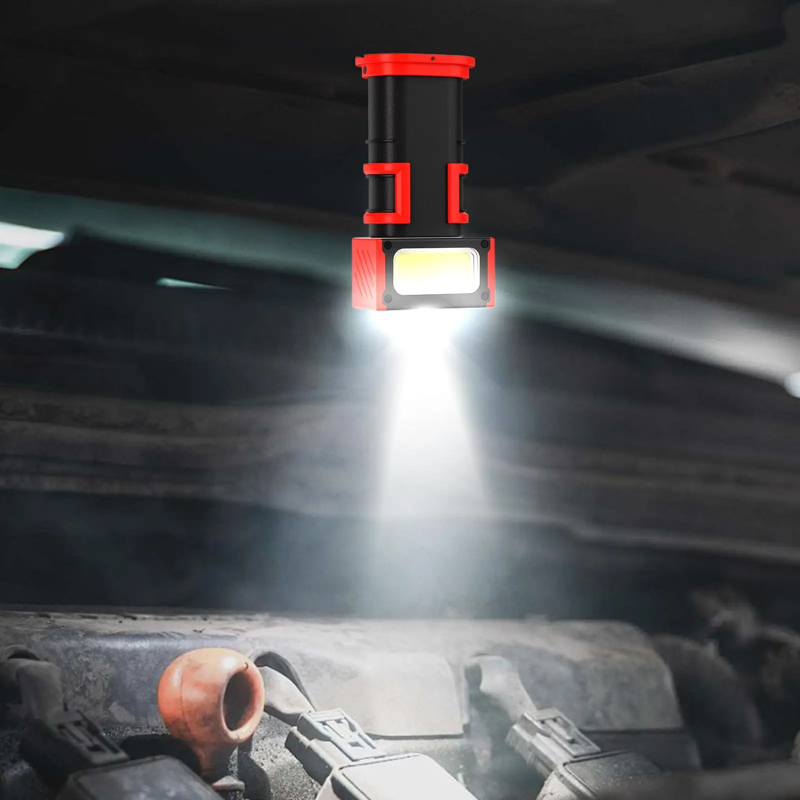 Car Work Light 180-degree Rotation Magnetic Work Light Type-C Charging Double Hooks Digital Display Lamp For Detailing Workshop
