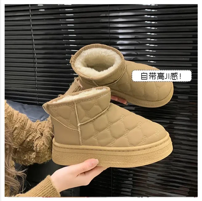 

Women Warm Waterproof Ankle Boots Thick Bottom Platform Women Cotton Shoes Winter Thicken Plush Non Slip Snow Boots