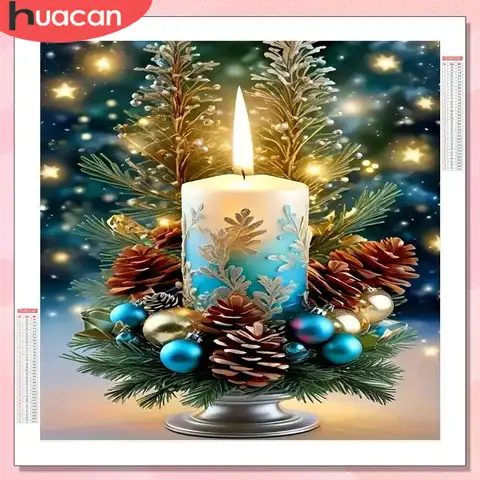 HUACAN Diamond Painting Full Kits Candle Landscape Decoration For Home Diamond Mosaic Christmas Cross Stitch